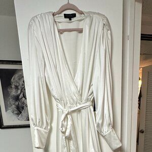 Eloquii 1920s Art Deco-style White Satin Bridal/Engagement/Black Tie Gown, Sz 20